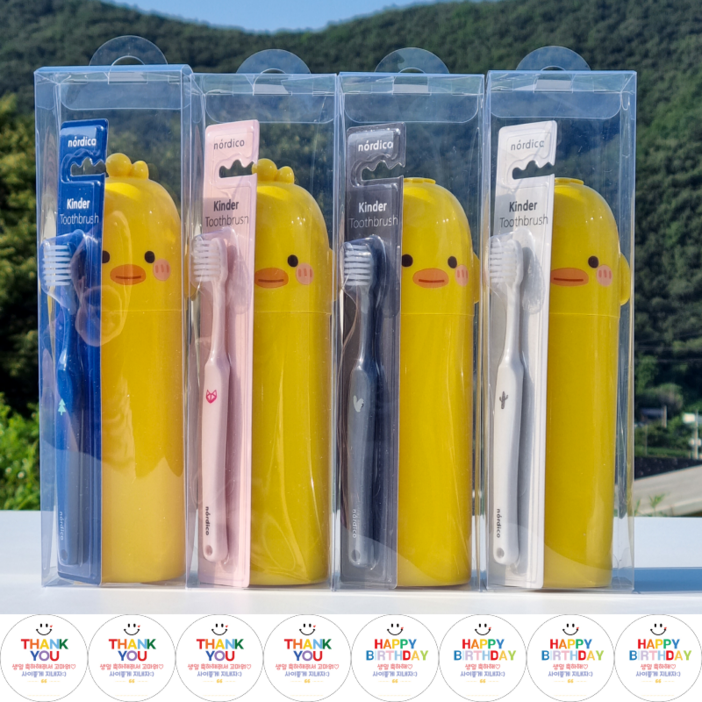 어린이집 답례품 유치원 생일선물 병아리 칫솔통 구디백 4p  칫솔 4p  스티커8p, 1세트, 혼합색상