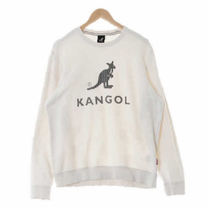 기타 4630 KangoI 화이트 프린팅 면 캥거루빅로고크루넥맨투맨 L 수지네 구제
