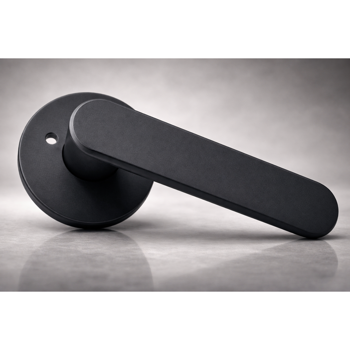 국산 항균 도체 201 녹 변색없는 니켈무광 버튼잠금 방문손잡이 레버 도어락 시공편리, 1개, 무광블랙