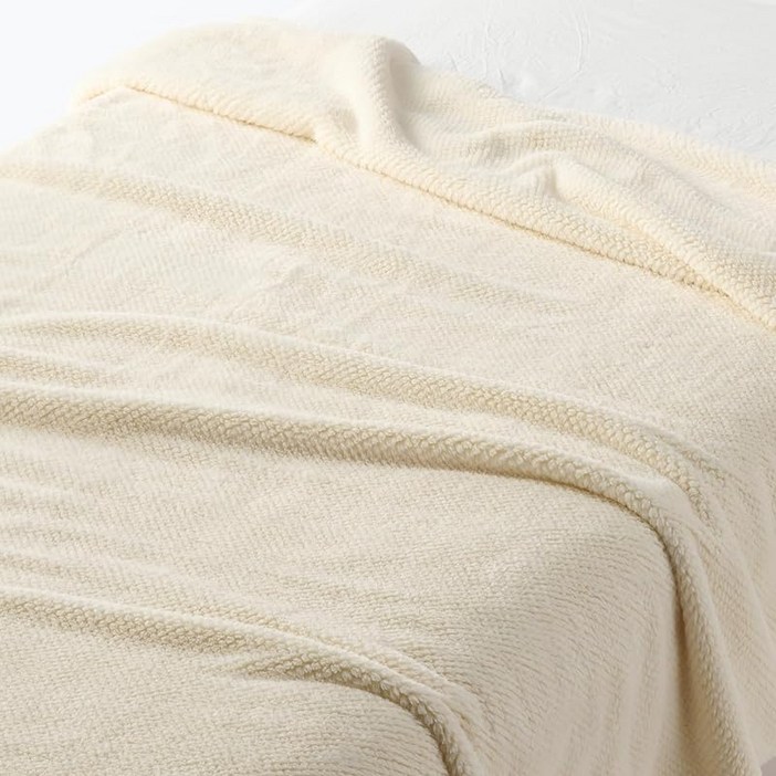 무인양품 재생 폴리에스테르 따뜻한 파이버 얇은 담요 싱글 140×200cm 아이보리 15598700