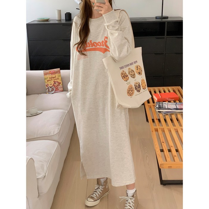 슈퍼크랙 롱원피스 데일리룩 기장긴 면혼방소재 원피스 -클린-