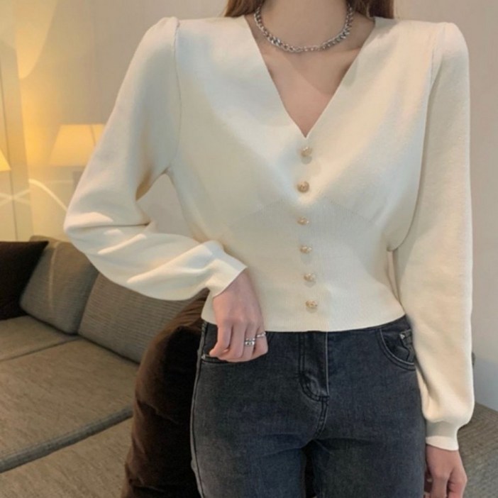 롱가디건 가디건 티 겨울 금장버튼 가을 카디건 브이넥 봄 니트 여성 긴팔