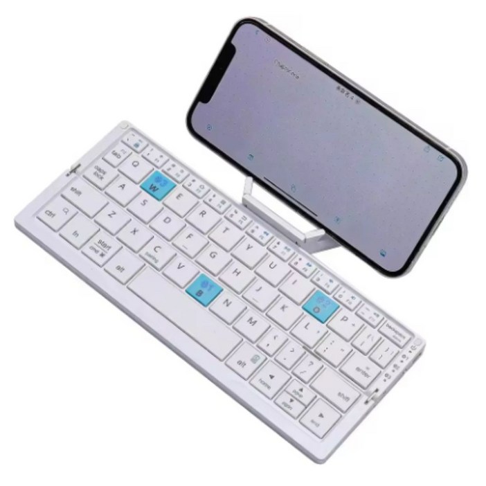 퀵픽스 접이식 키보드 블루투스 충전식 블루투스 키보드 노트북 iPad 전화 미니 휴대용 접이식 키보드 화이트 한국어, korea, 화이트