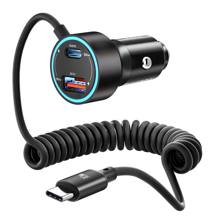 Toocki 60W PD3.0QC3.0TypeC 3 in 1 반투명 고속 차량용 충전기, 나이트 블랙, TQCC26A Toocki 60W PD3.0QC3.0TypeC 3 in 1 반투명 고속 차량용 충전기, 나이트 블랙, TQCC26A