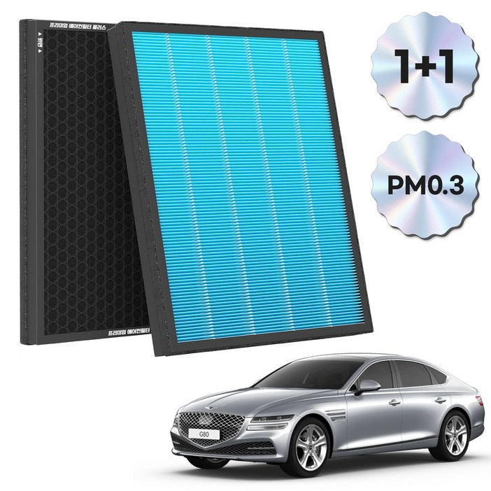 11 PM 0.3 에어컨필터 활성탄 블루 초미세먼지, 2개, G80 1720.03 FCP09