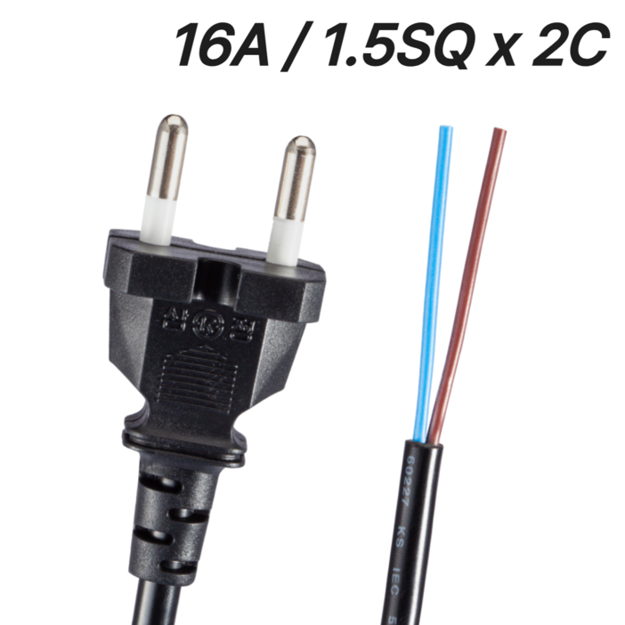 삼정 전원케이블 파워코드 16A 무접지 탈피 전원선 2C 코드선 블랙