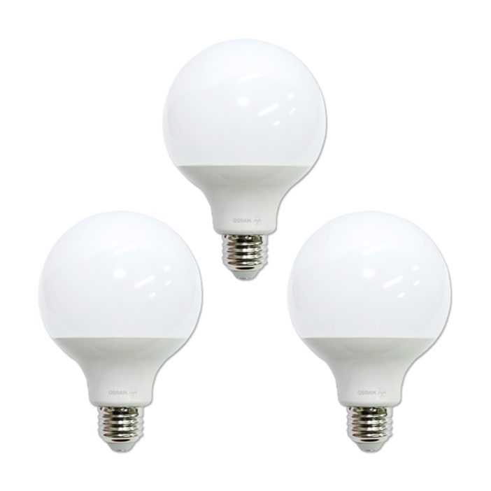 오스람 LED 볼전구 전구 램프 12W 롱타입 (3개입), 1개, 전구색
