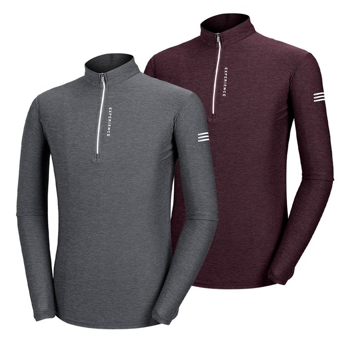 [이지바이] (1+1) 남성 긴팔 집업 티셔츠_스판 작업복 등산 아웃도어 집업티