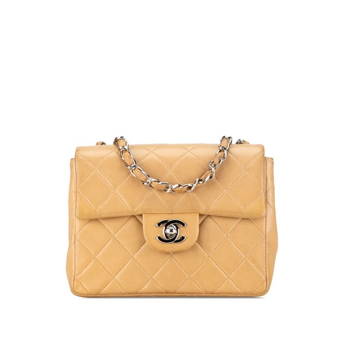 샤넬  중고 20002002 미니 스퀘어 클래식 램스킨 싱글 플랩 크로스 백