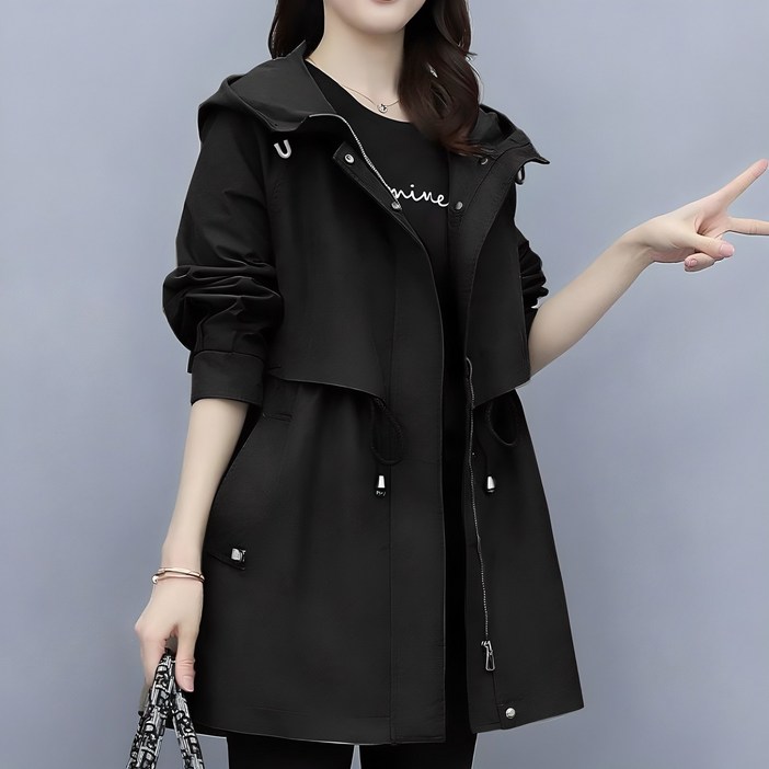 카고 여중장 봄 신상 루즈핏 캐주얼 밀리터리 후드 야상 트렌디 데일리 트렌치 코트 싱글 캐주얼 여성자켓