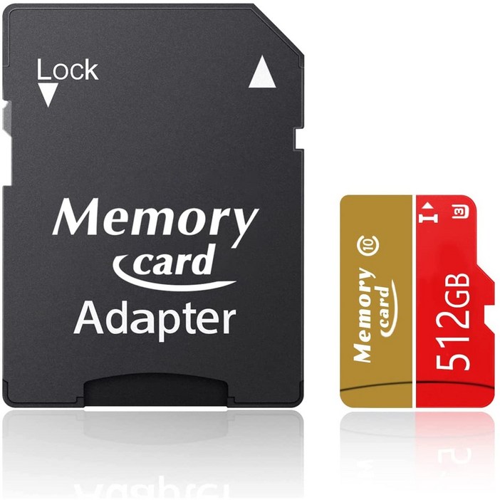 울트라 마이크로 SDTF 512GB Micro SD 메모리 풀 사이즈 어댑터 A2 U3 4K C10 읽기 속도 비디오 녹화 휴대폰 카메라, 1개, 512GB