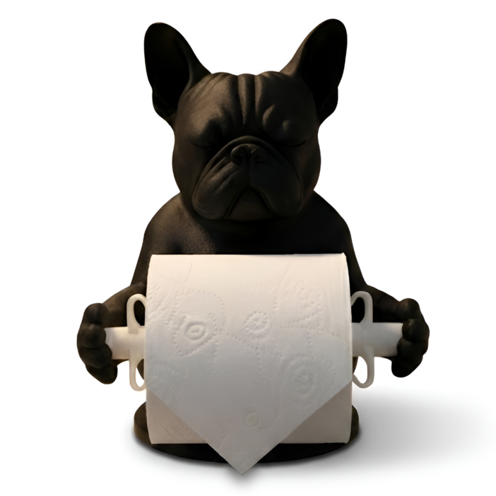 팹큐브 명상하는 불독 휴지걸이 욕실 인테리어 데코 소품, 1개, 오닉스 블랙