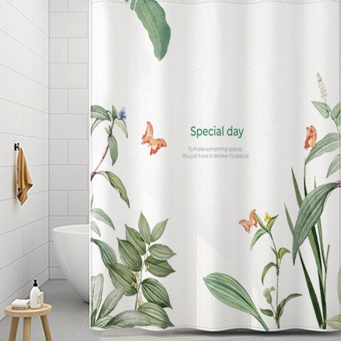 코팅블루 설치쉬운 무타공 방수 욕실 샤워커튼커튼링세트, 1세트, 06.버터플라이