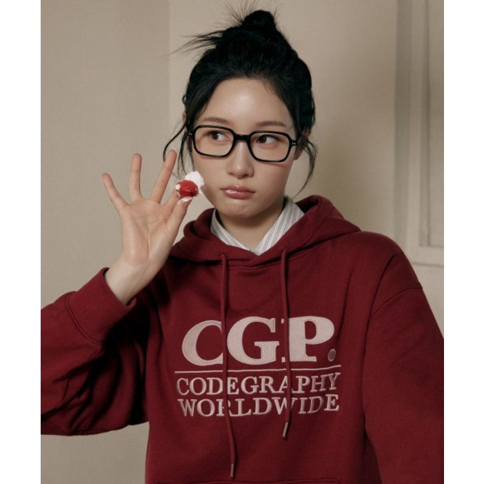 코드그라피 CGP 스퀘어 로고 후디_다크 레드 850506