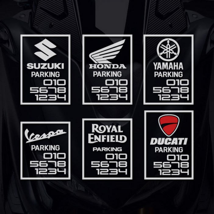 오토바이 전화번호스티커 로고타입 주차번호, 1개, 검정