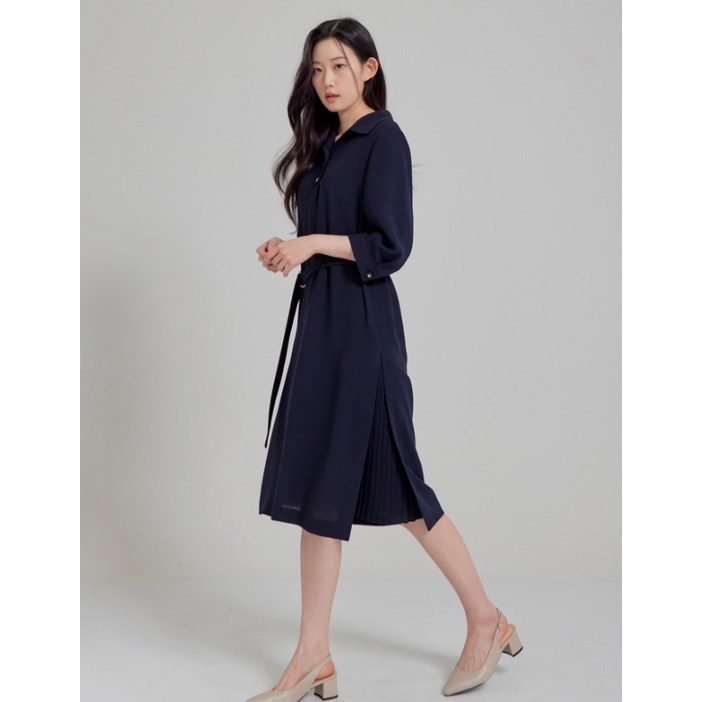 지센파격할인  여성 카라넥 사이드 플리츠 튜닉형 원피스  LFOPP303