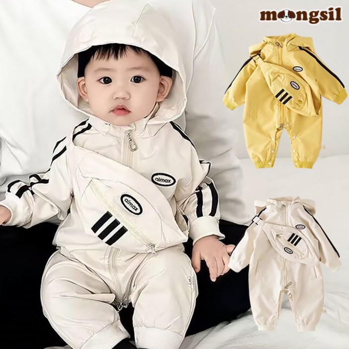몽실이 라인 후드 스포티 우주복 남아 여아 가을 점프슈트 외출복 가방포함 형제룩