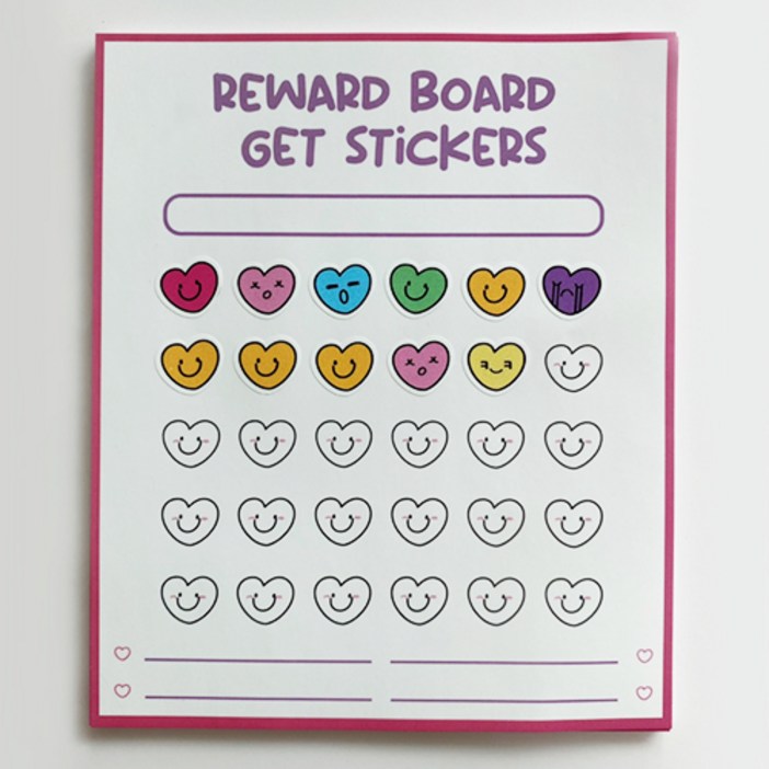 풀필 하트 표정 스마일 습관체크 목표달성 루틴 챌린지 위클리 플래너 칭찬스티커판  칭찬스티커 세트, 1세트