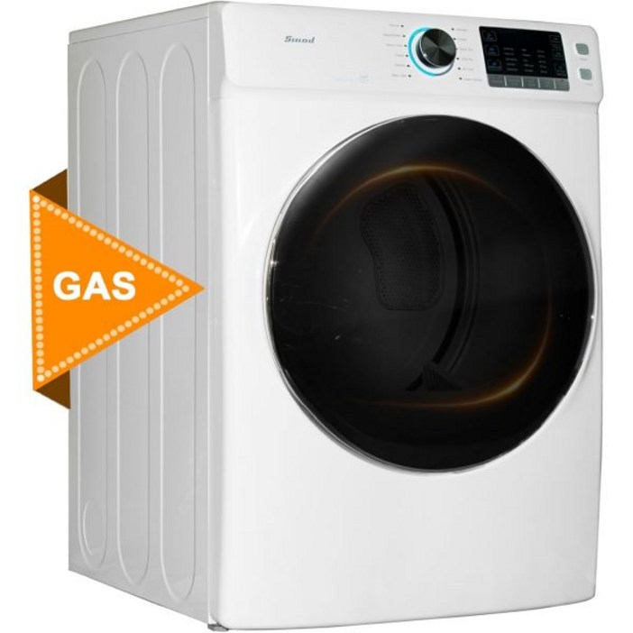 가스 건조기, 의류 건조기 8 cu.ft, 27인치 스태커블, 10사이클, 스팀, 주름 관리, 지연 시작, 흰색