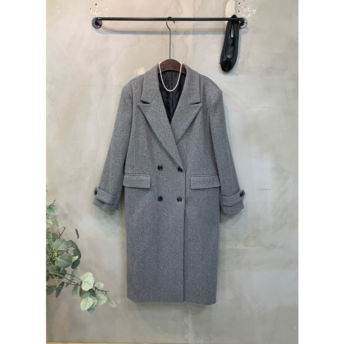 씨샵인더룸  몬노 울 더블 버튼 다이아 누빔 어깨패드 슬릿 롱 코트 2color