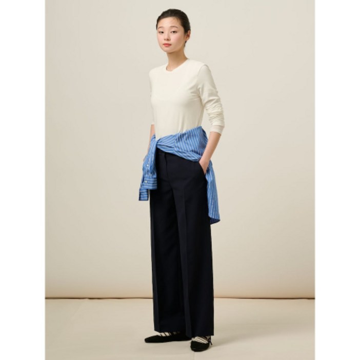 빈폴 BEANPOLE LADIES 롱 스트레이트 팬츠 네이비 BF5221C01R 250251