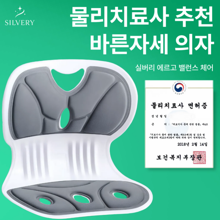 실버리 인체공학 바른자세 등받이 좌식의자