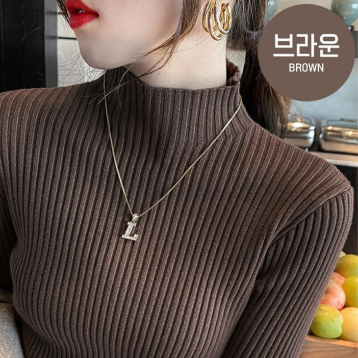 [MYDELLA] 슬림핏 하루종일편한 가을 겨울 고급 반목폴라 여성골지 이너티셔츠