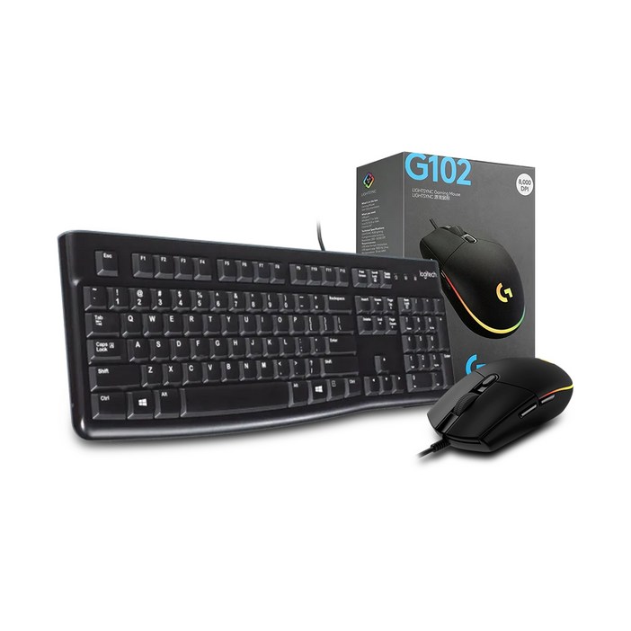 로지텍코리아 K120 유선 키보드  G102 정품 박스 게이밍 유선 마우스세트, 블랙, K120G102정품박스, 일반형