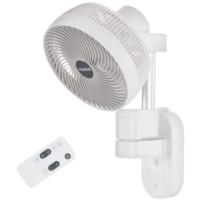 [휴고스] 모션감지 360도 입체회전 벽걸이 서큘레이터 + 리모컨 조절 (무드라이트/타이머/자동모드)