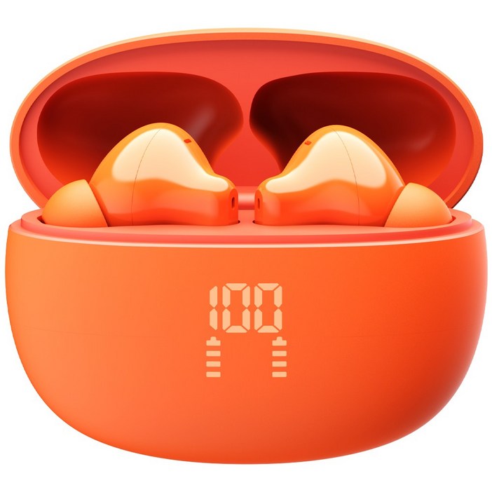프랑스 톰슨 ENC 노이즈 캔슬링 LED 블루투스 6.0 이어폰 무선 방수, 오렌지 TBE-201O