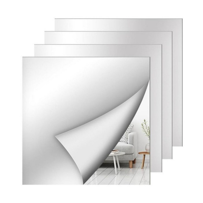 2mm 아크릴 거울 스티커 , 인테리어 스티커 벽 장식 4 개,35cmx35cm
