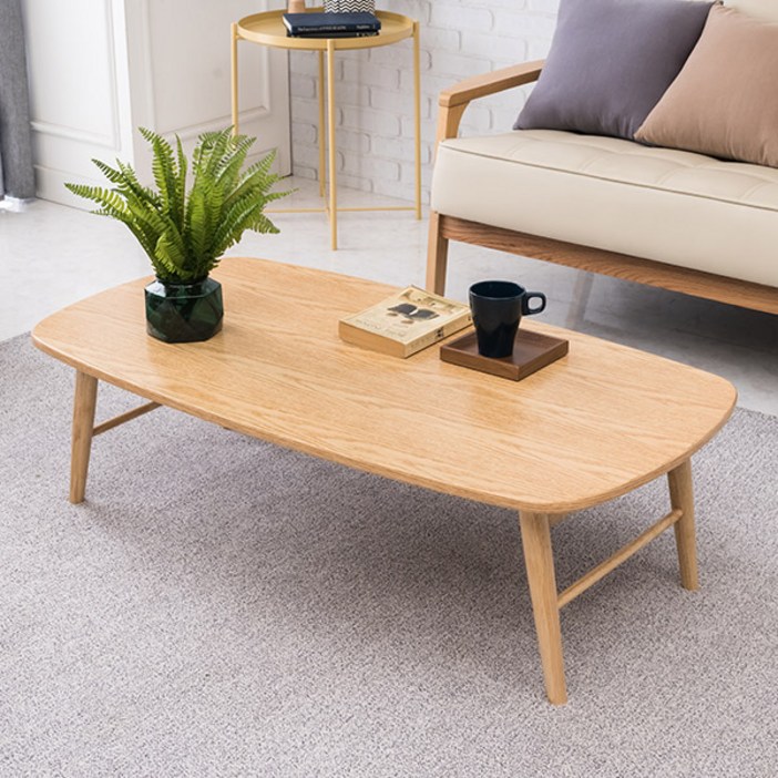 우드공간 원목 접이식 거실테이블 소파테이블, 리빙 접이식테이블1100내추럴