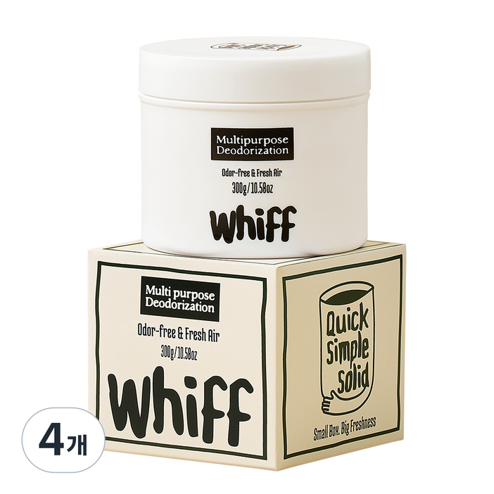 WHIFF 위프 탈취제 화장실 집안 방 홀애비 악취 냄새 탈취제 제거제 천연 편백 오일 함유, 300ml, 4개
