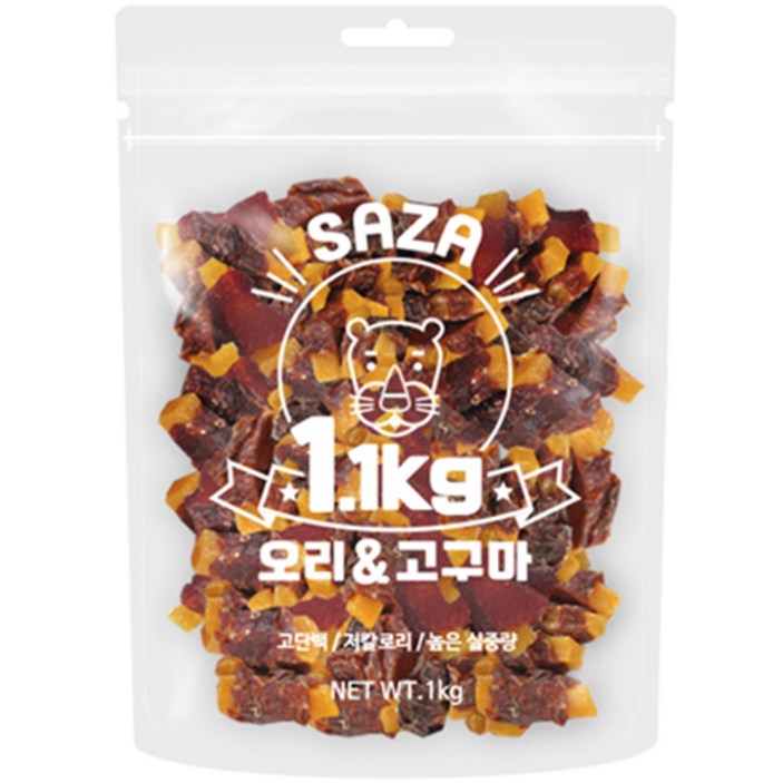 사자 강아지 대용량 건조간식, 혼합맛오리고구마, 1.1kg, 1개