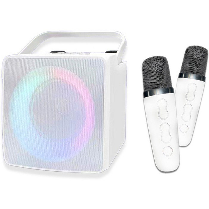 머레이 레인보우 LED 블루투스 노래방 기계 화이트, MT503