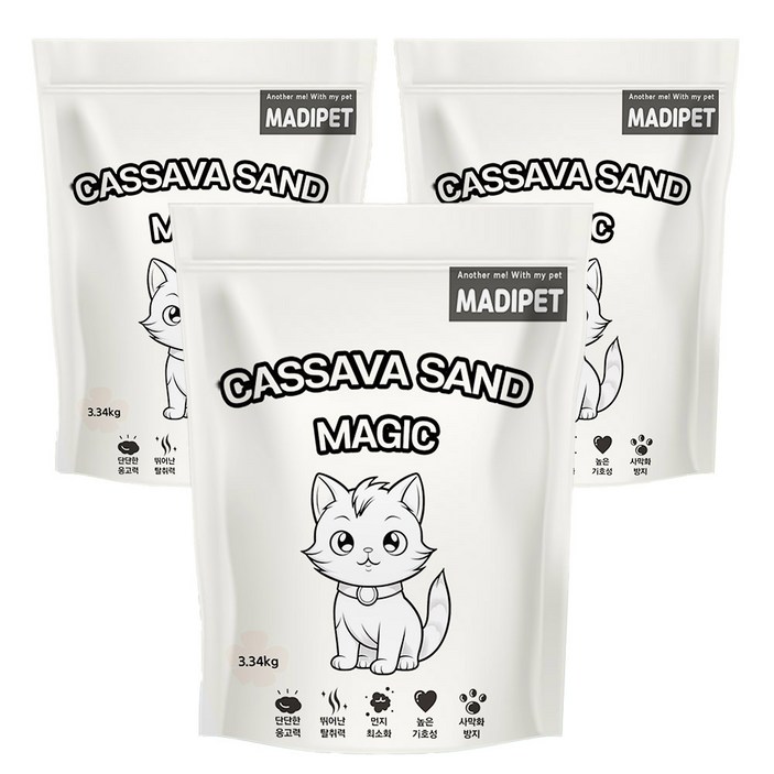 메디펫 고양이 카사바 모래, 10L, 3.34kg, 3개, 무향
