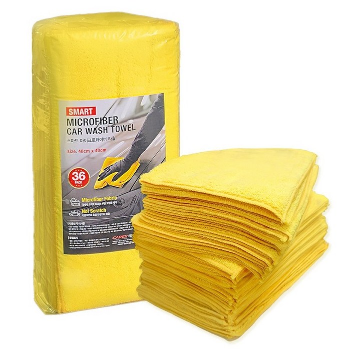 카렉스 스마트 마이크로 화이버 다용도 세차타월, 옐로우, 36개