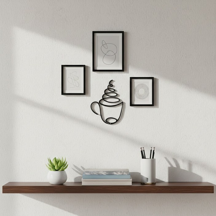 EVE SELLER 카페 인테리어 센스있는 커피잔 벽 장식소품 디자인B, 블랙