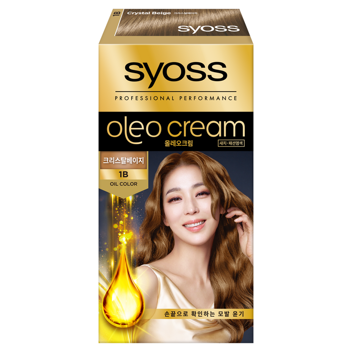 사이오스 올레오 크림 프리미엄 헤어 컬러 염모제, 1B크리스탈베이지, 1개