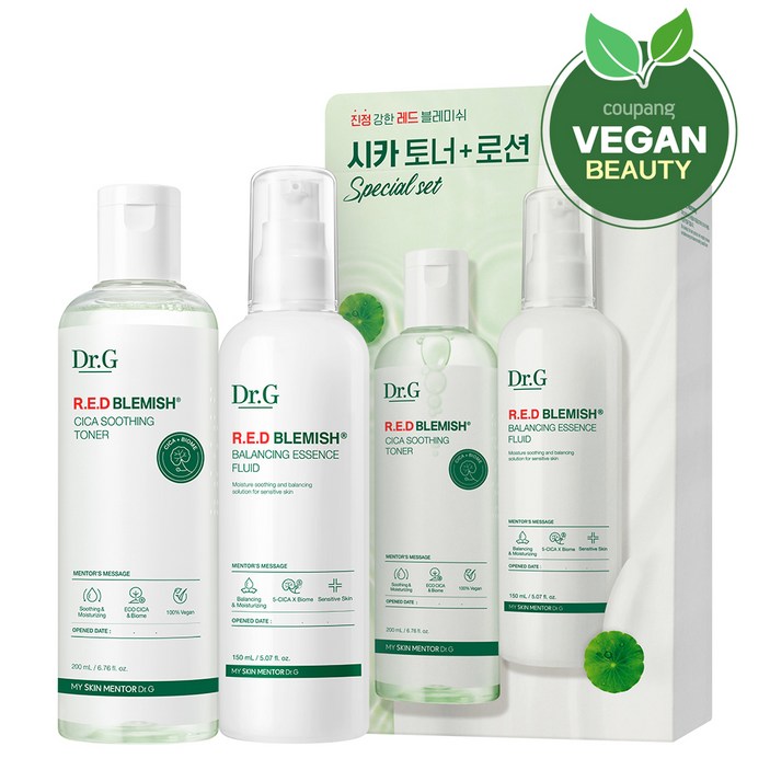 닥터지 레드 블레미쉬 시카 수딩 토너 200ml + 에센스 플루이드 150ml 세트