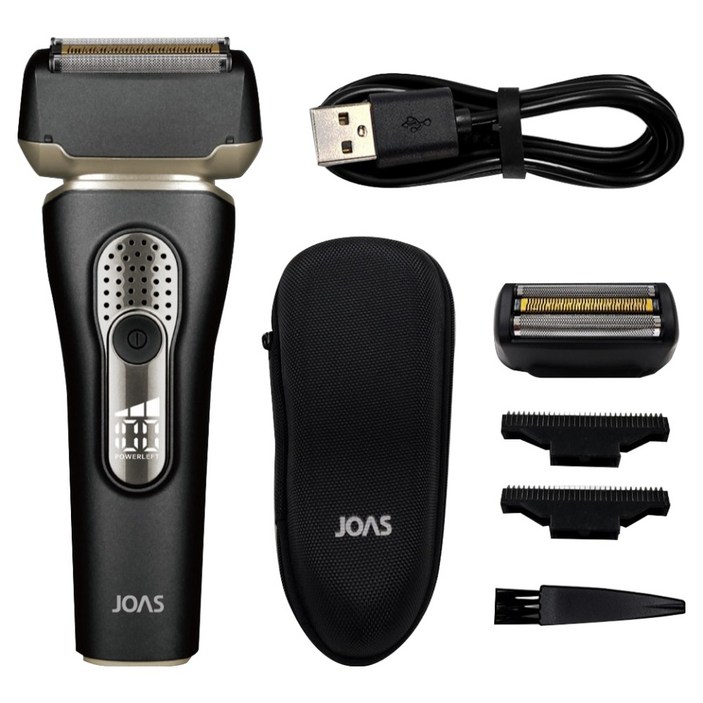 조아스 티타늄코팅 3중날 방수 전기면도기, JS7100, 블랙, 골드