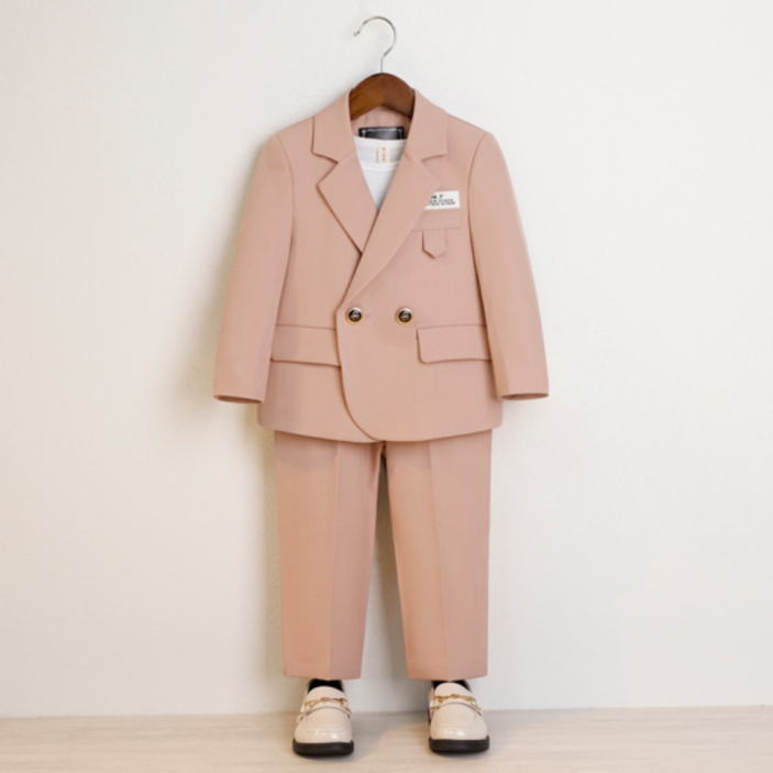 오렌지다몸 남아용 더블버튼 패치 정장 라운드티 세트