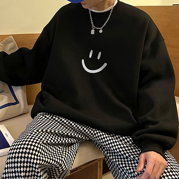 DM 오버핏 스마일 프린팅 맨투맨 DM 오버핏 스마일 프린팅 맨투맨