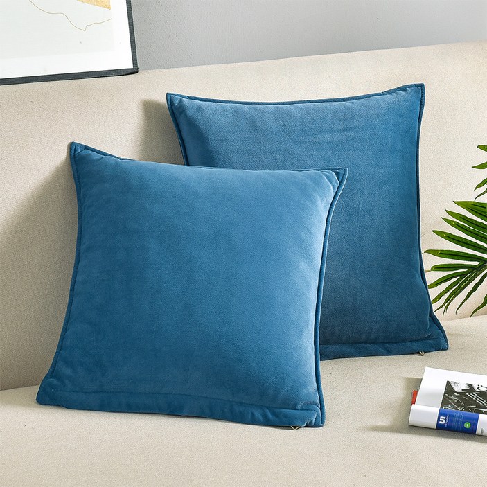 소하임 벨벳 소파쿠션 솜 + 커버 2p 세트, 네이비