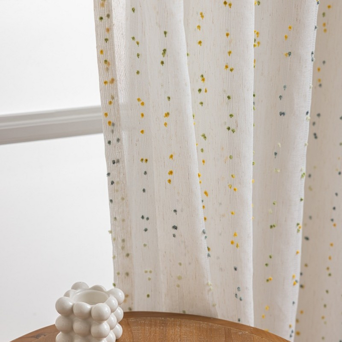 픽노아 포근한 무드의 레트로 무지개 거즈 커튼 막대형