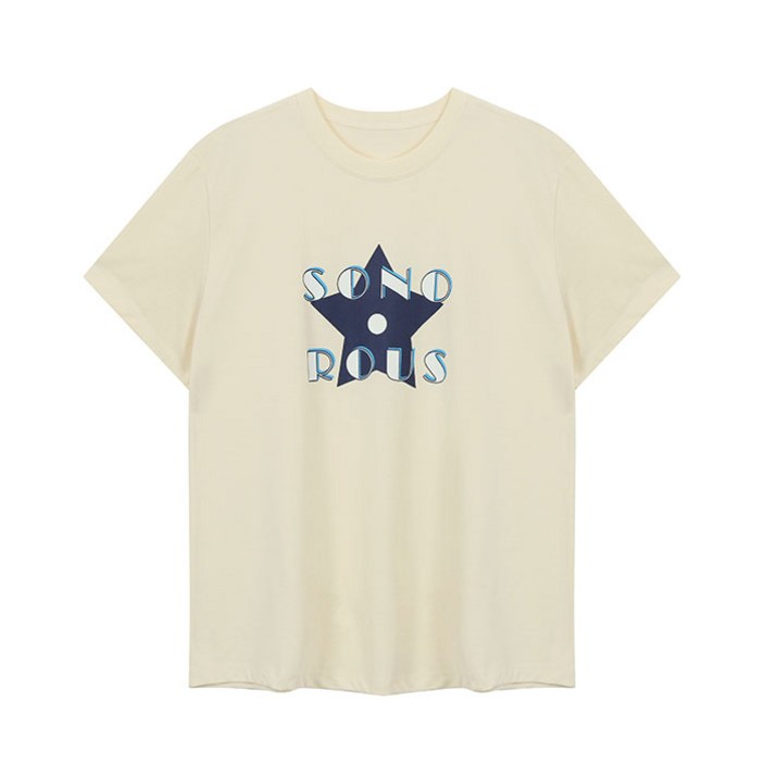 비엔엑스 여성용 라운드 스타 반팔 티셔츠