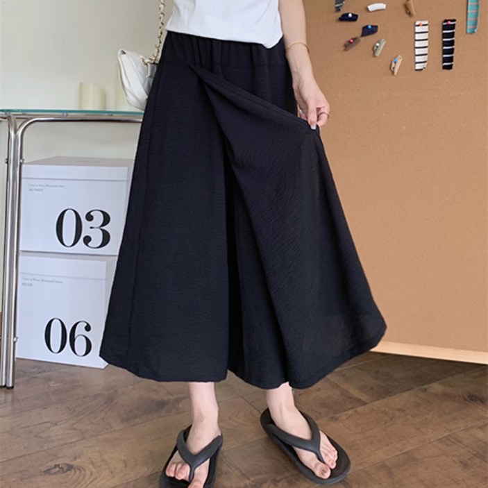 레몬소울 브리즈 밴딩 와이드 랩 팬츠 스커트