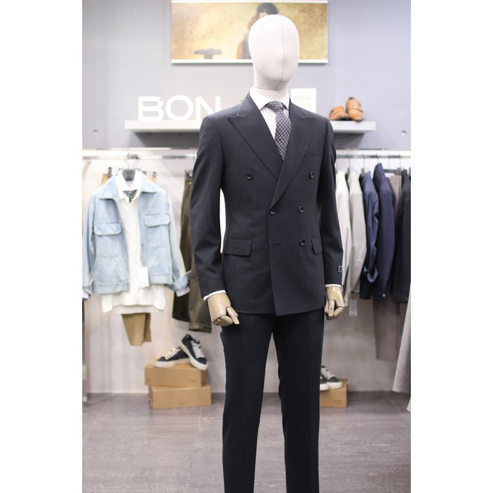 BON 수트 BN4SJ027CH 차콜그레이 울 실크 스판 더블정장