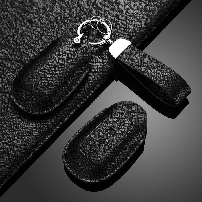 카로카 현대 호환 가죽 키케이스 키커버 그랜저 아반떼 싼타페 펠리세이드, H44버튼, 블랙