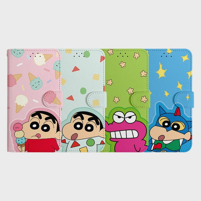 갤럭시 S25 S25울트라 S24 울트라 플러스 짱구는못말려 데일리 다이어리케이스 S23 22 노트 20 울트라 플러스 S10 9 8 A53 54 카드수납 전기종 대응가능